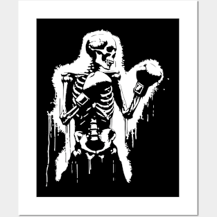 funny skeleton boxer Posters and Art